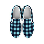 Blue Buffalo Check Pattern Print White Slip On Shoes