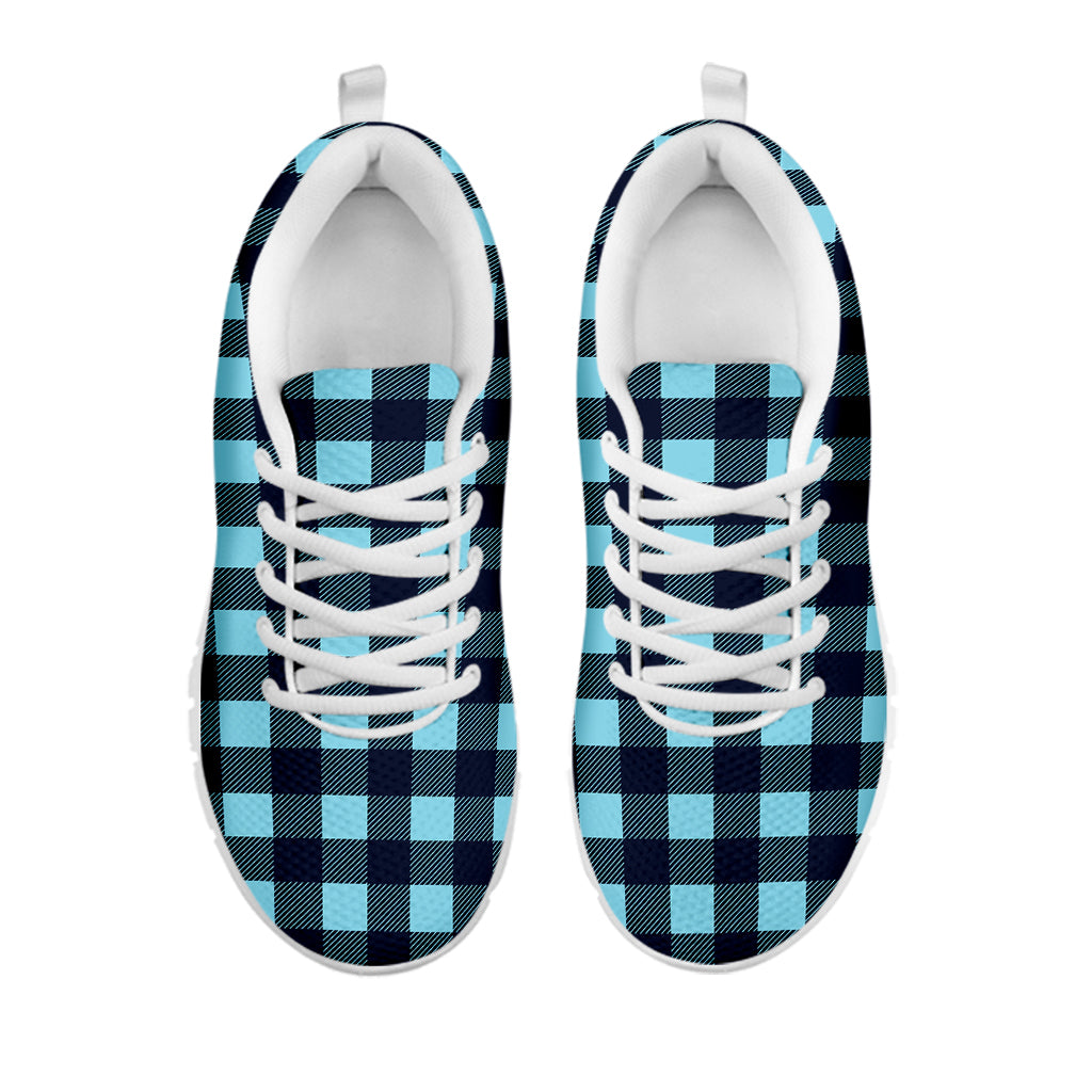 Blue Buffalo Check Pattern Print White Sneakers