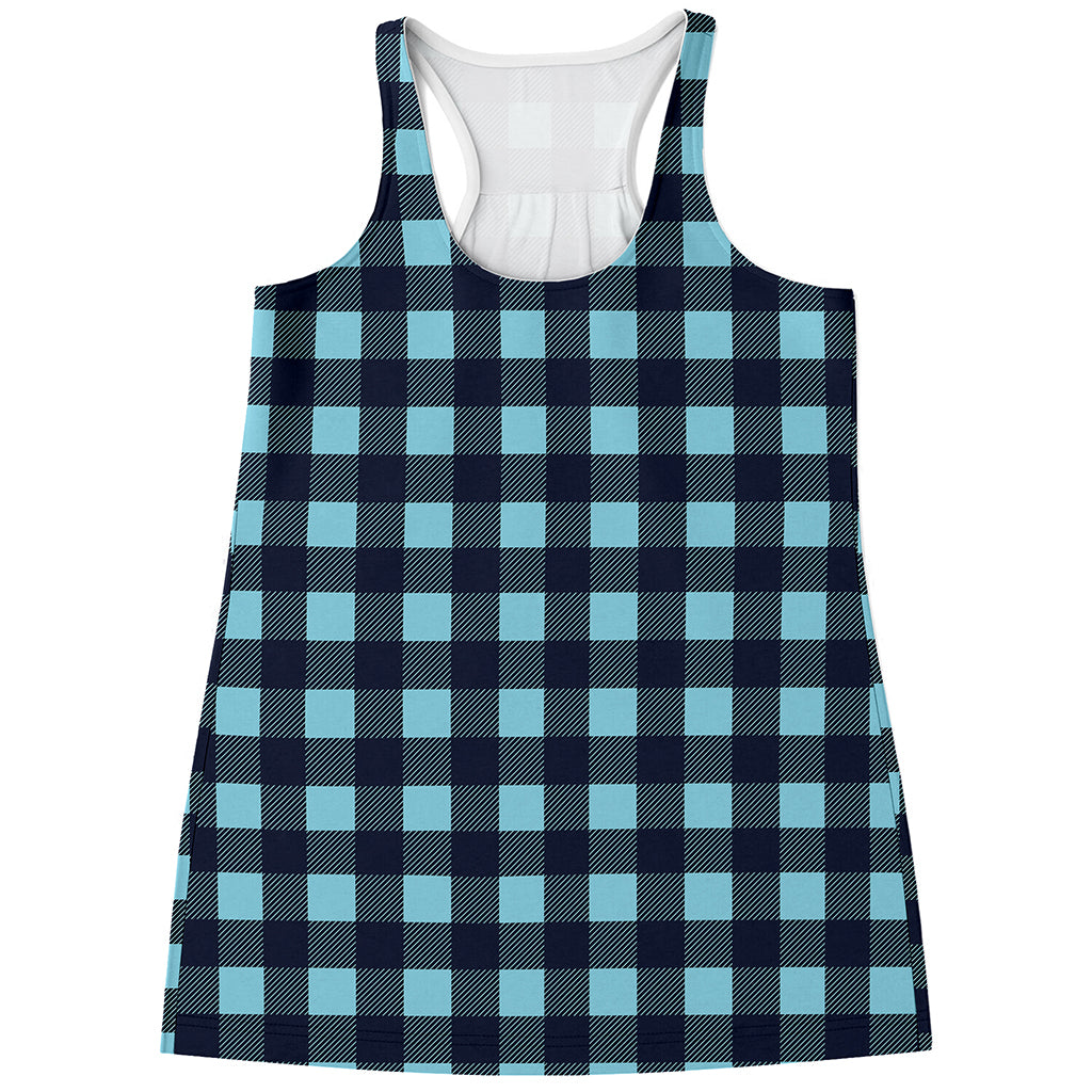 Blue Buffalo Check Pattern Print Women's Racerback Tank Top