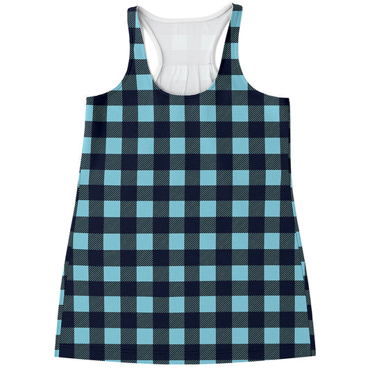 Blue Buffalo Check Pattern Print Women's Racerback Tank Top