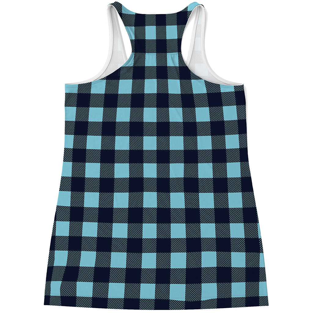 Blue Buffalo Check Pattern Print Women's Racerback Tank Top