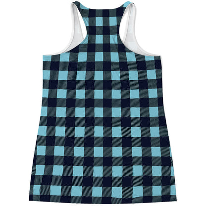 Blue Buffalo Check Pattern Print Women's Racerback Tank Top