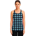 Blue Buffalo Check Pattern Print Women's Racerback Tank Top
