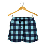 Blue Buffalo Check Pattern Print Women's Shorts