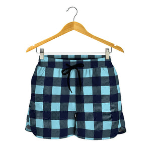 Blue Buffalo Check Pattern Print Women's Shorts