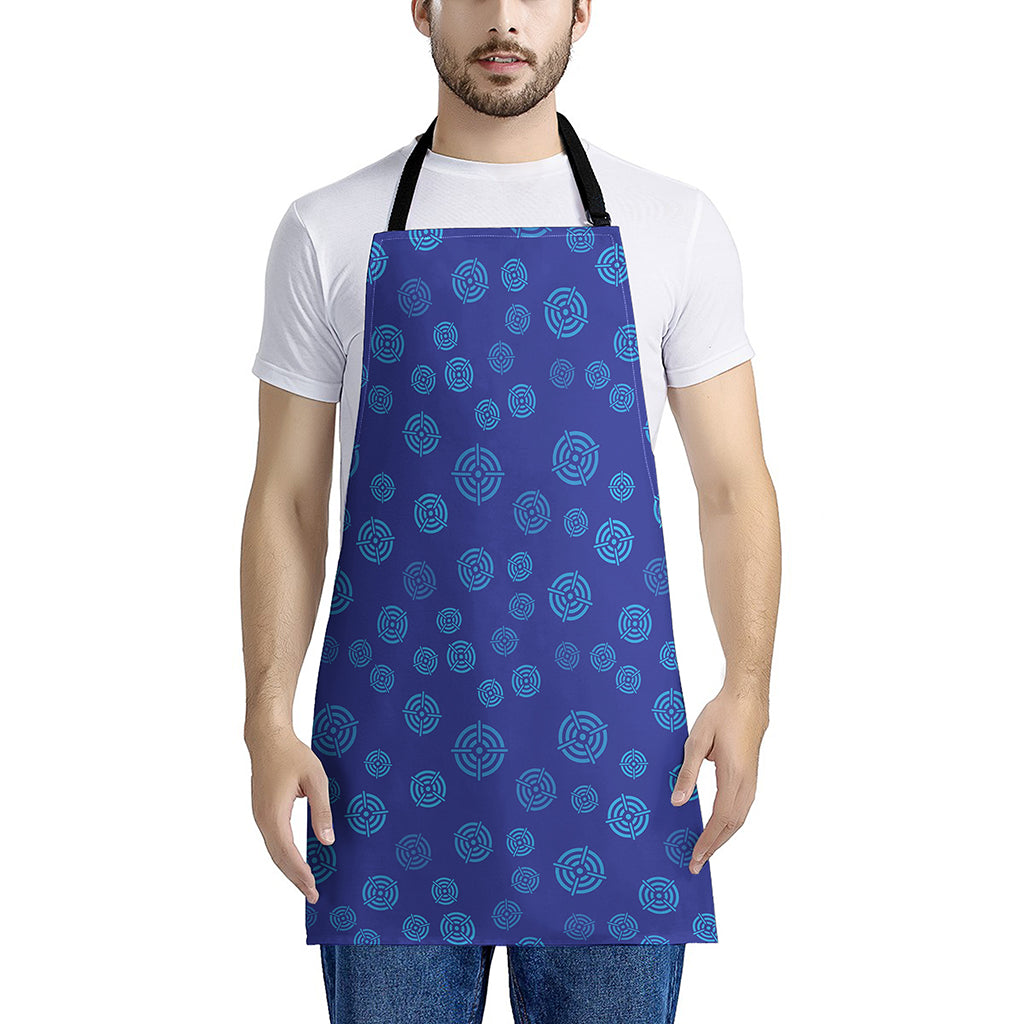 Blue Bullseye Target Pattern Print Apron