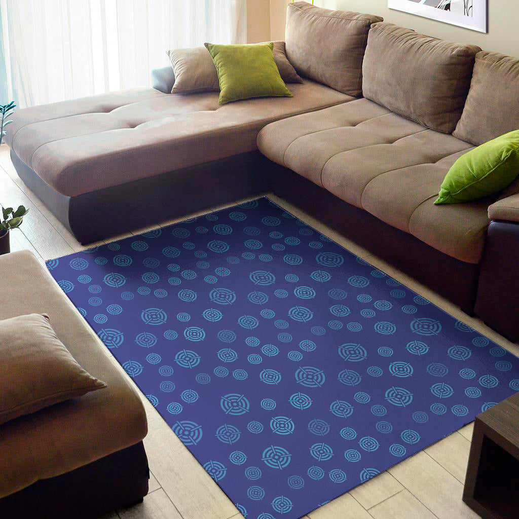 Blue Bullseye Target Pattern Print Area Rug