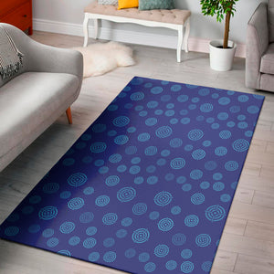 Blue Bullseye Target Pattern Print Area Rug