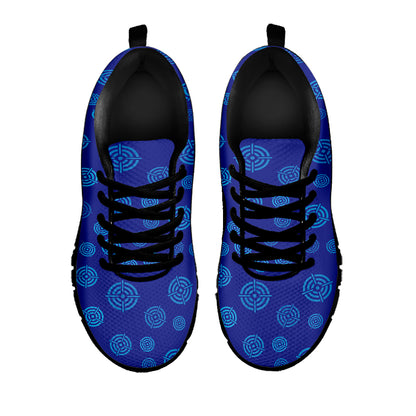 Blue Bullseye Target Pattern Print Black Sneakers