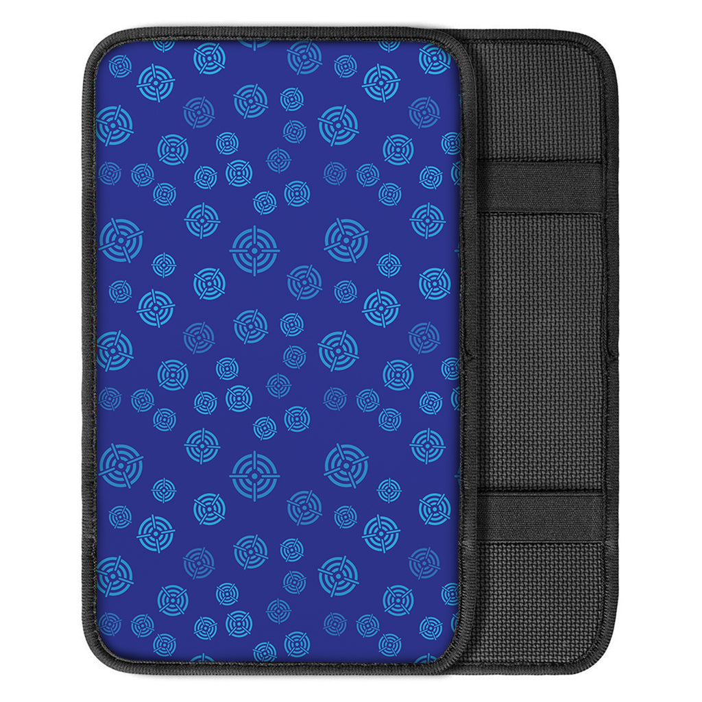 Blue Bullseye Target Pattern Print Car Center Console Cover