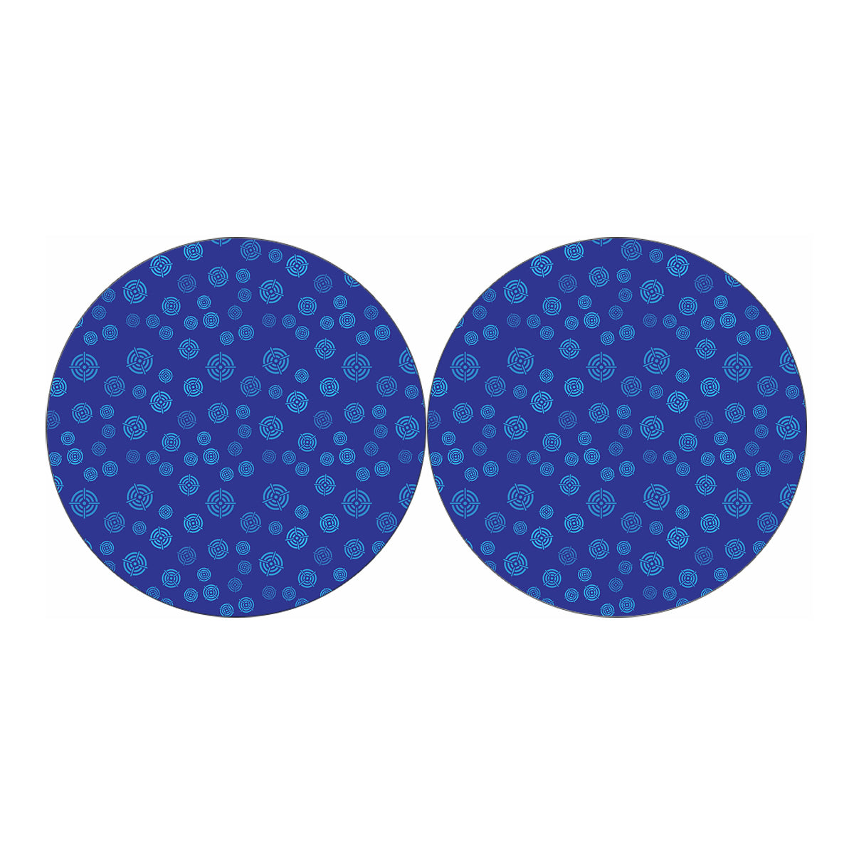 Blue Bullseye Target Pattern Print Car Coasters