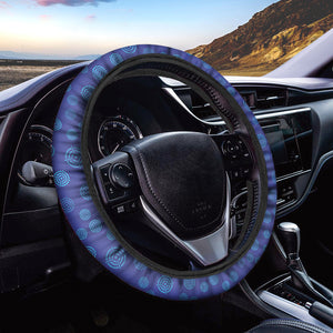 Blue Bullseye Target Pattern Print Car Steering Wheel Cover