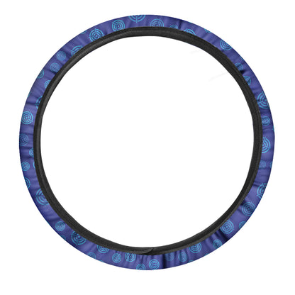 Blue Bullseye Target Pattern Print Car Steering Wheel Cover