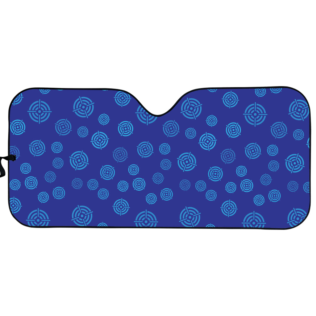 Blue Bullseye Target Pattern Print Car Sun Shade