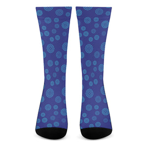 Blue Bullseye Target Pattern Print Crew Socks