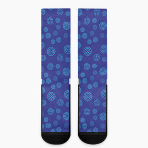 Blue Bullseye Target Pattern Print Crew Socks