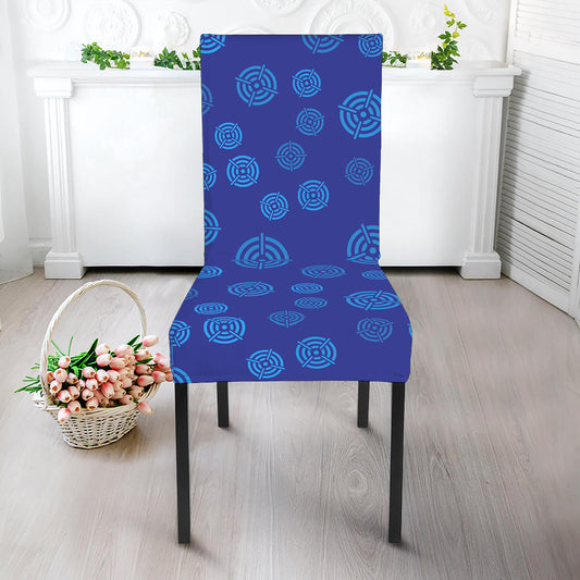 Blue Bullseye Target Pattern Print Dining Chair Slipcover
