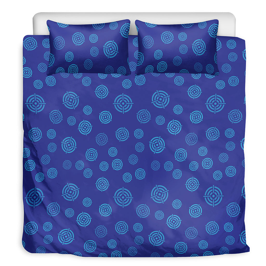 Blue Bullseye Target Pattern Print Duvet Cover Bedding Set