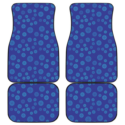 Blue Bullseye Target Pattern Print Front and Back Car Floor Mats