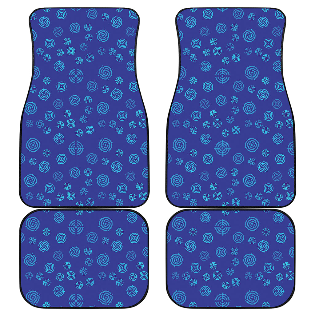 Blue Bullseye Target Pattern Print Front and Back Car Floor Mats