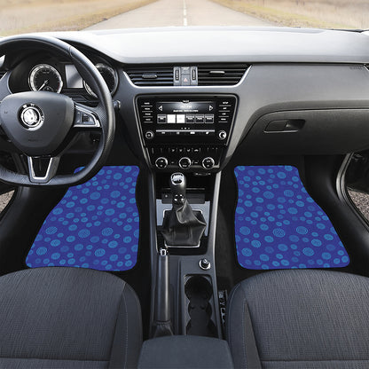 Blue Bullseye Target Pattern Print Front and Back Car Floor Mats