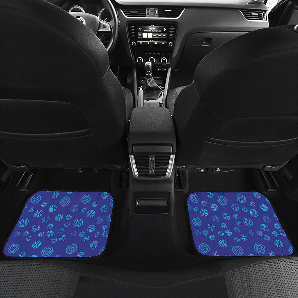 Blue Bullseye Target Pattern Print Front and Back Car Floor Mats