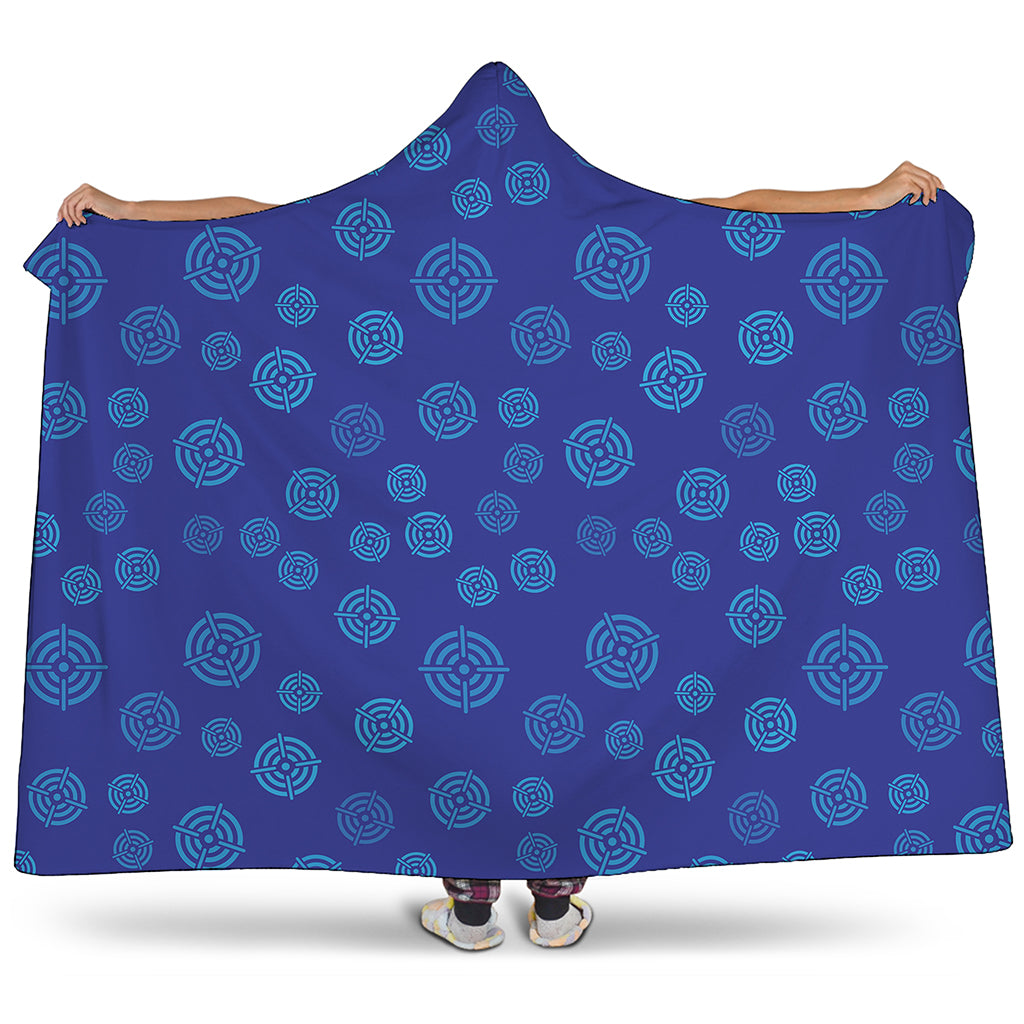 Blue Bullseye Target Pattern Print Hooded Blanket
