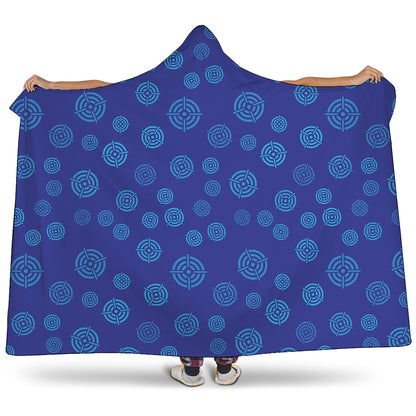 Blue Bullseye Target Pattern Print Hooded Blanket