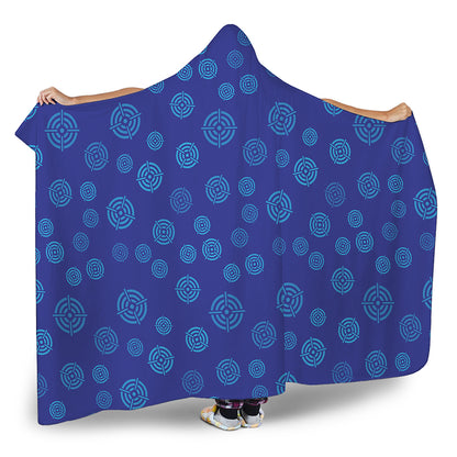 Blue Bullseye Target Pattern Print Hooded Blanket