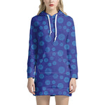 Blue Bullseye Target Pattern Print Hoodie Dress