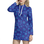 Blue Bullseye Target Pattern Print Hoodie Dress