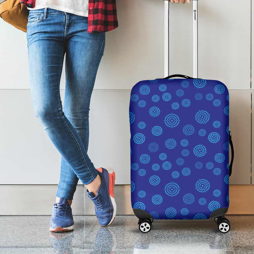 Blue Bullseye Target Pattern Print Luggage Cover