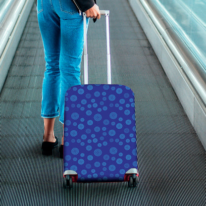 Blue Bullseye Target Pattern Print Luggage Cover