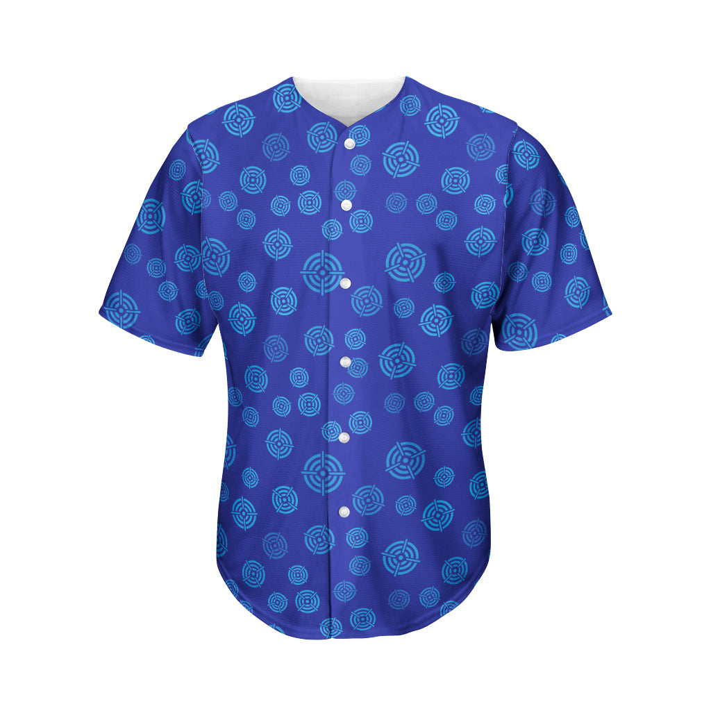 Blue Bullseye Target Pattern Print Men's Baseball Jersey