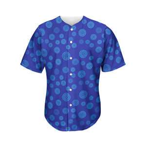 Blue Bullseye Target Pattern Print Men's Baseball Jersey