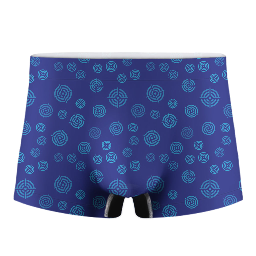 Blue Bullseye Target Pattern Print Men's Boxer Briefs