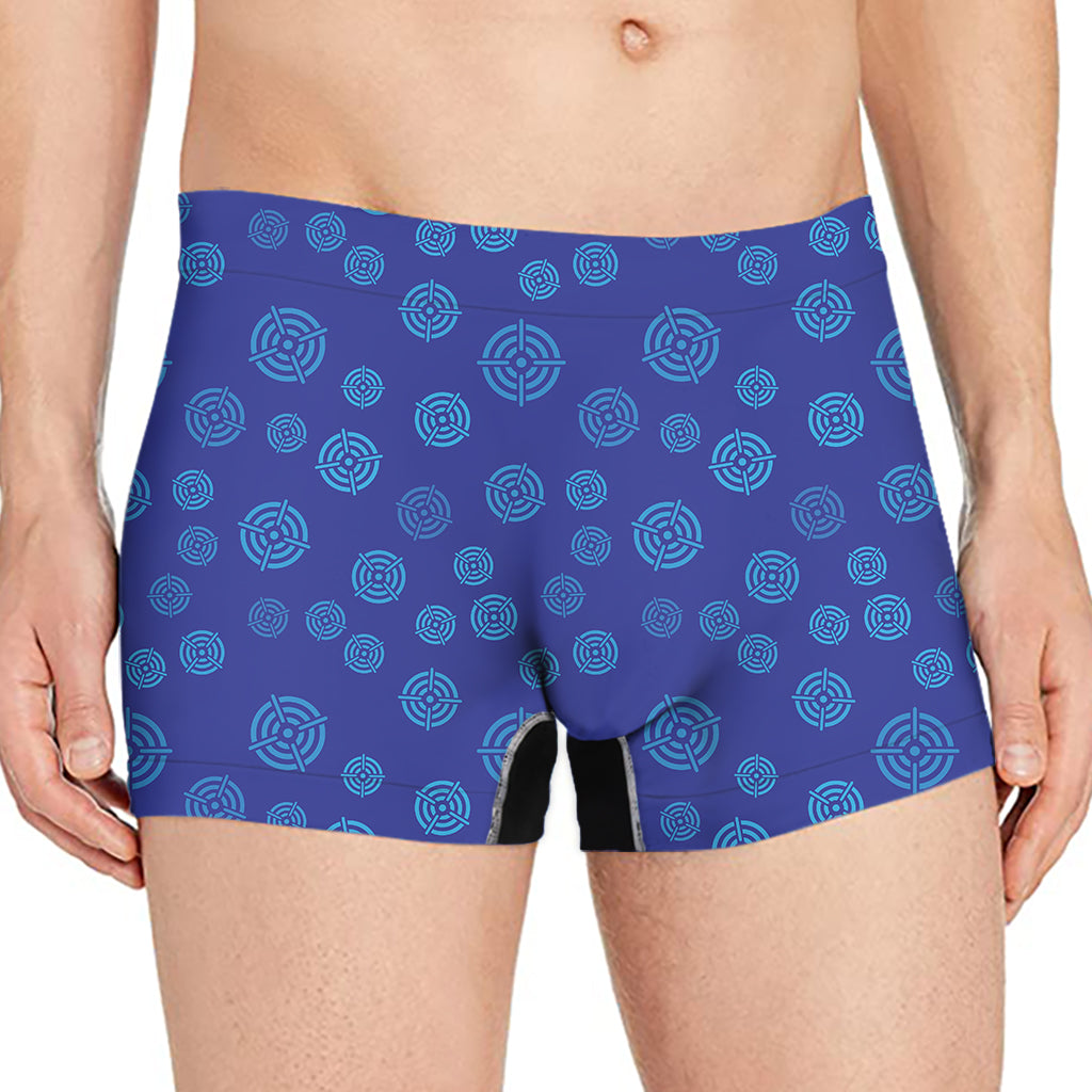 Blue Bullseye Target Pattern Print Men's Boxer Briefs