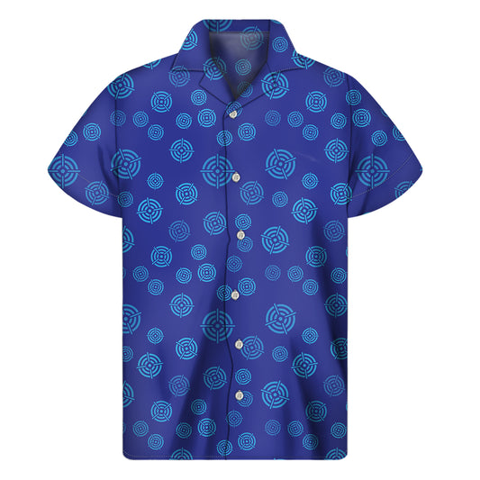 Blue Bullseye Target Pattern Print Men's Short Sleeve Shirt