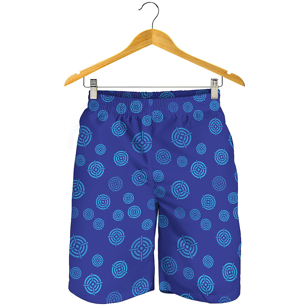 Blue Bullseye Target Pattern Print Men's Shorts