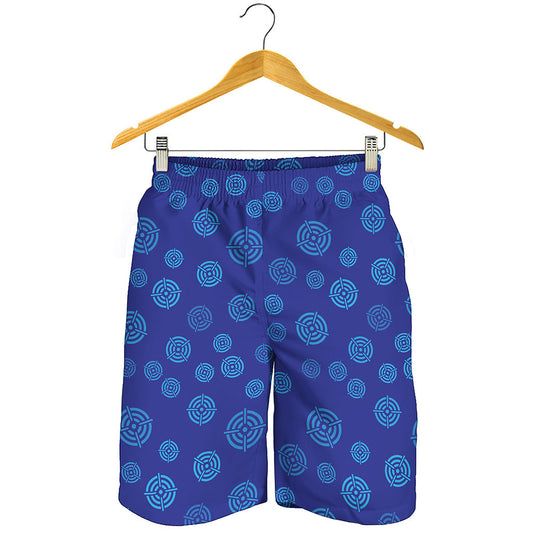 Blue Bullseye Target Pattern Print Men's Shorts