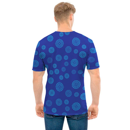 Blue Bullseye Target Pattern Print Men's T-Shirt