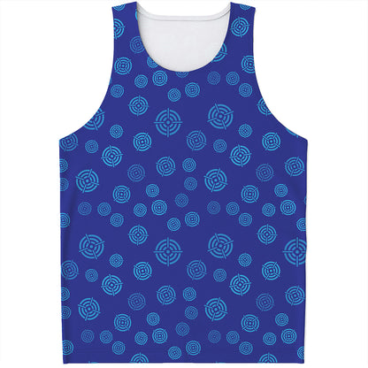 Blue Bullseye Target Pattern Print Men's Tank Top