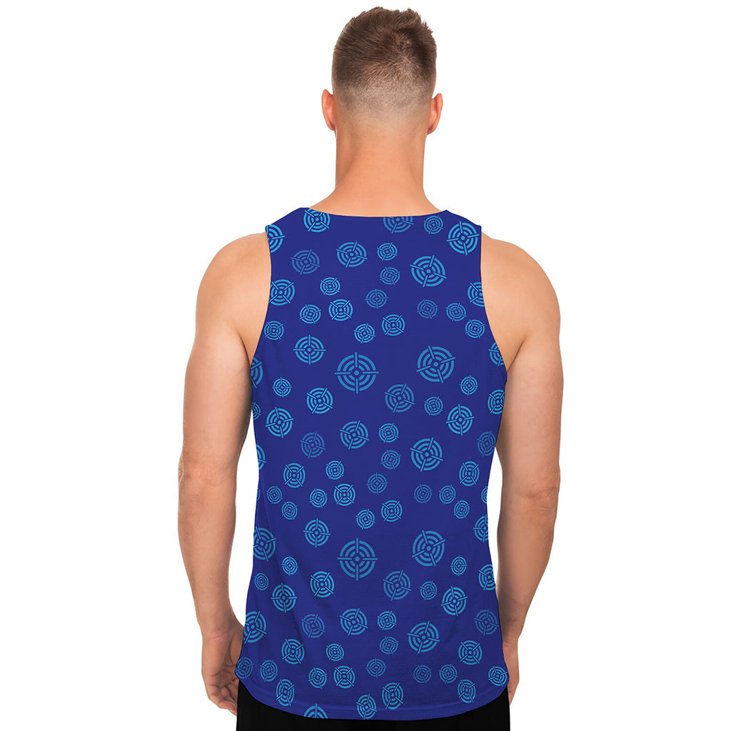 Blue Bullseye Target Pattern Print Men's Tank Top