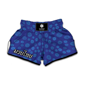 Blue Bullseye Target Pattern Print Muay Thai Boxing Shorts