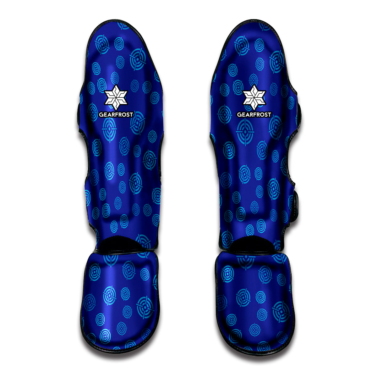 Blue Bullseye Target Pattern Print Muay Thai Shin Guard