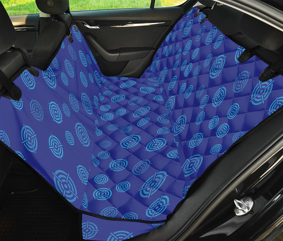 Blue Bullseye Target Pattern Print Pet Car Back Seat Cover