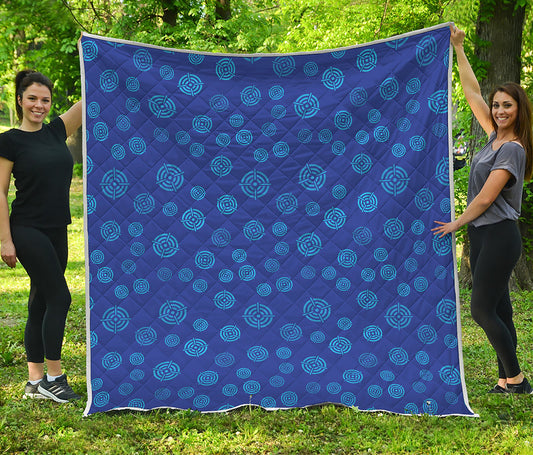 Blue Bullseye Target Pattern Print Quilt