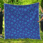 Blue Bullseye Target Pattern Print Quilt