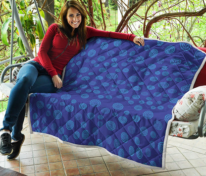 Blue Bullseye Target Pattern Print Quilt