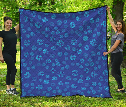 Blue Bullseye Target Pattern Print Quilt